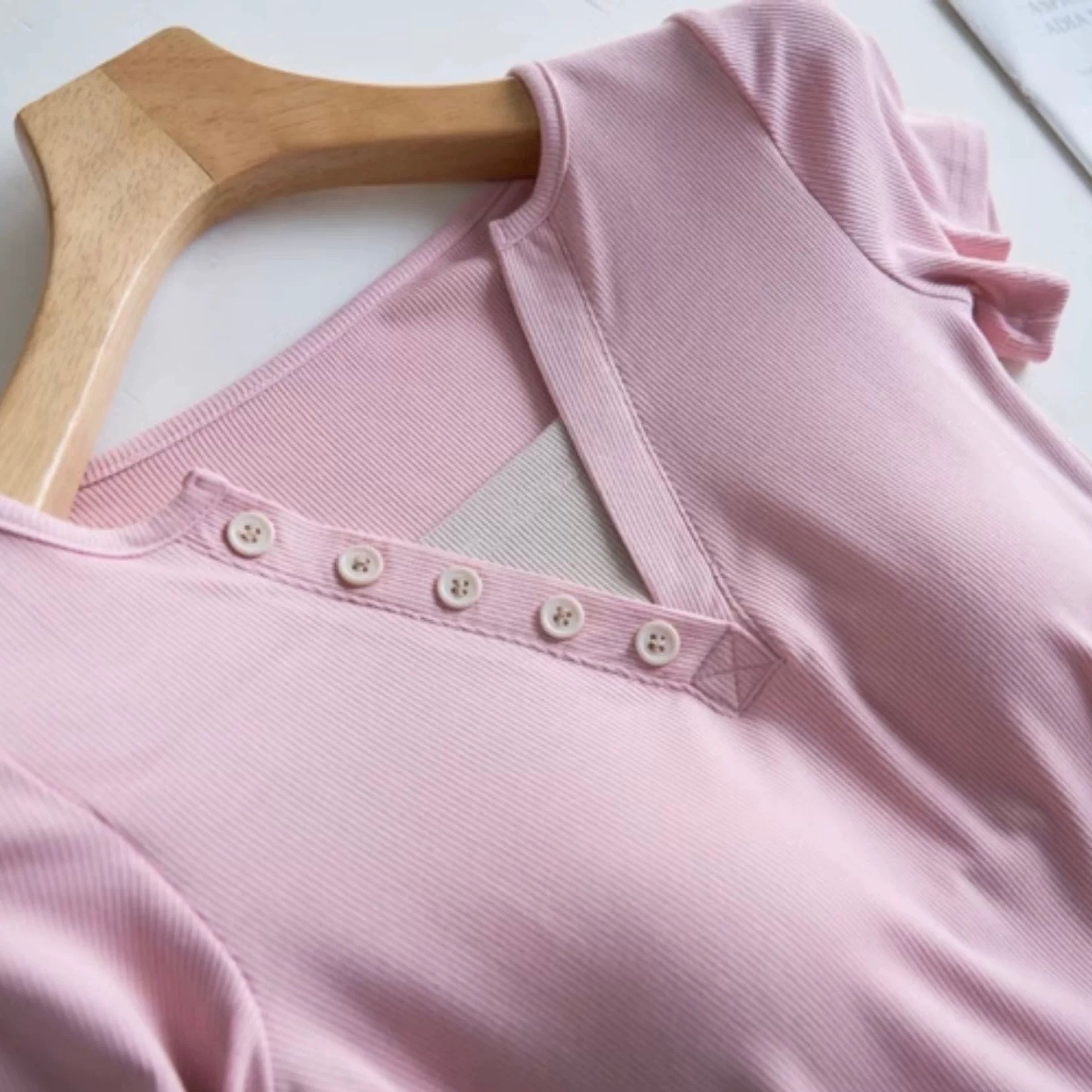 Ozark Buttoned Built-In Bra T-shirt